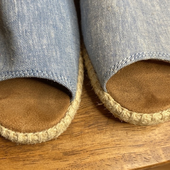 TOMS Denim Flat Peep Toe Espadrilles Size 8 - Picture 8 of 16